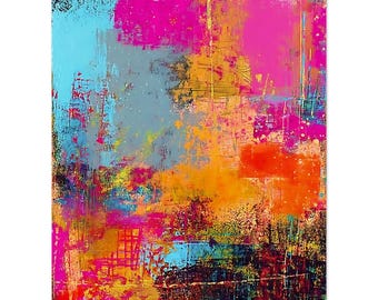 Vibrant Abstract Expression  Colorful Modern Art Print on Aluminum Print