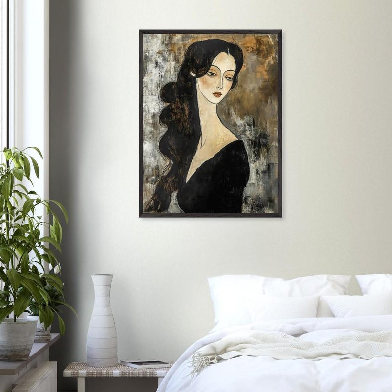 Modigliani-Inspired Portrait of a Dark-Haired Woman | Framed Premium Wooden Framed Poster With Museum-Quality Matte Paper image 10