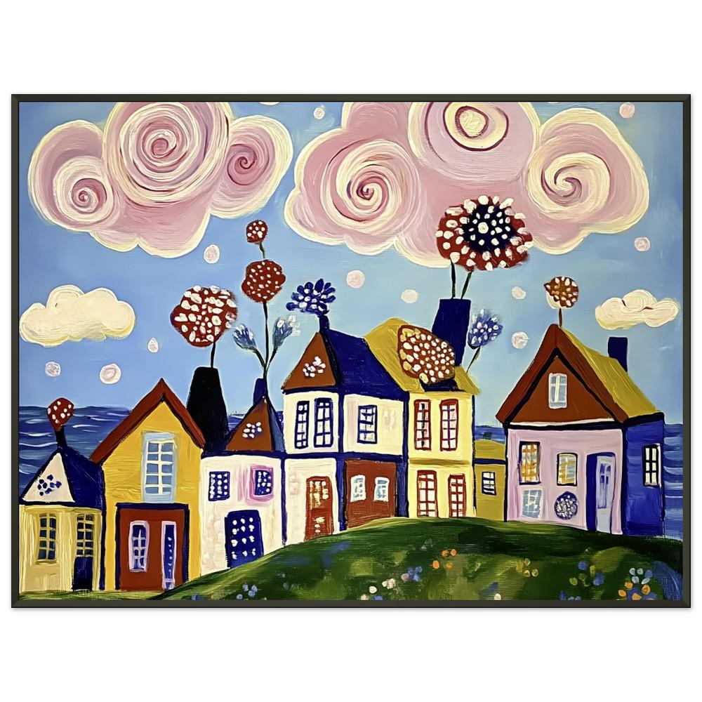 Whimsical House Art Print - Colorful Framed Poster With Sea