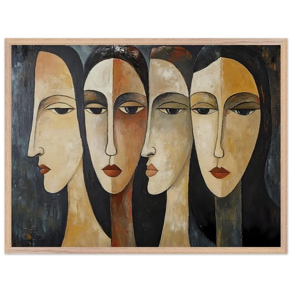 Modigliani-inspired Women Portrait Poster | Abstract Art, Wooden