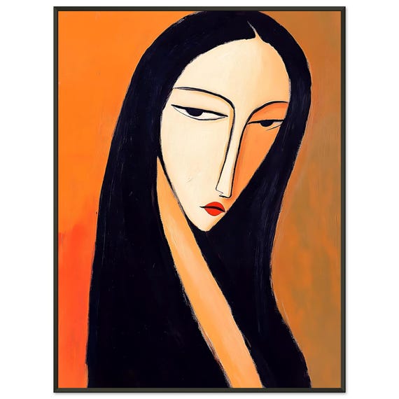 Timeless Gaze – Modigliani Inspired Abstract Portrait Classic