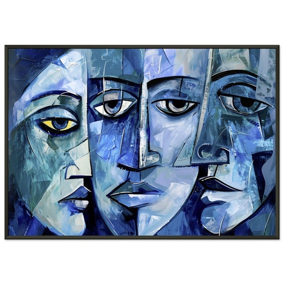 Picasso Inspired Blue Period Faces Art – Metal Framed Poster
