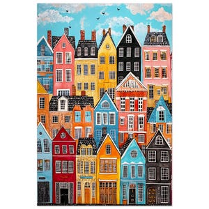 Die wunderliche Mayfair Houses Skulptur aus Schaumstoff – farbenfrohe Kunst für dein Zuhause