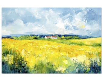 印象派風景画額入りポスター：丘と花のアート - Etsy 日本