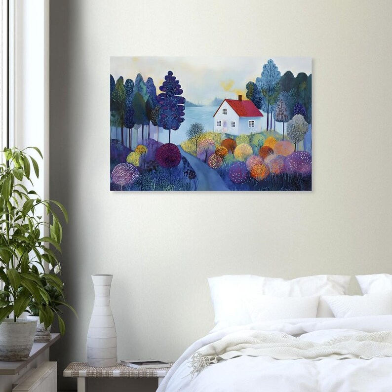 Unique Naïve Art Painting of Stockholm’s Archipelago Aluminum Print image 6