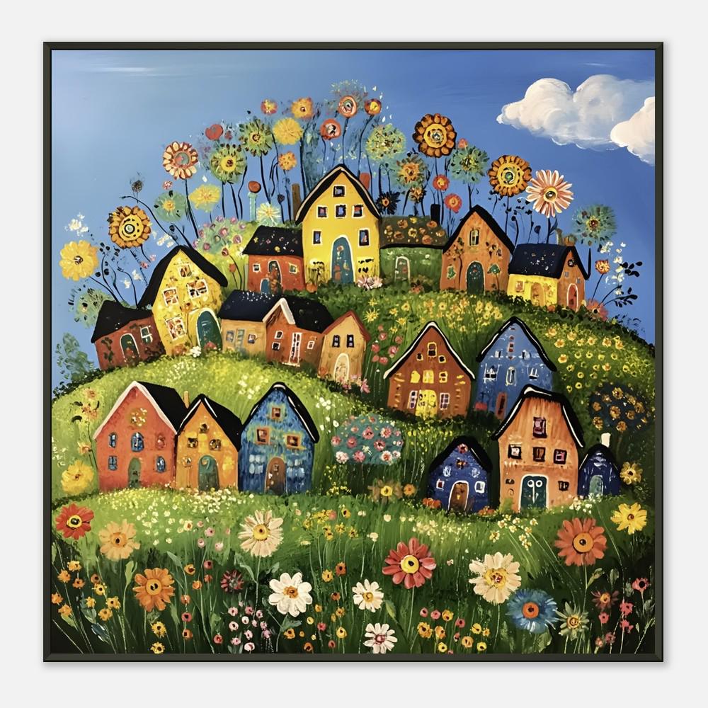Whimsical Houses Art Print: Naive Style Framed Poster - Etsy