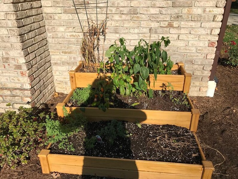 3tier Raised Fir Wood Garden Bed Planter Etsy