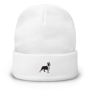 Boston Terrier beanie, embroidered unisex Cuffed Beanie, cute terrier mom hat, dog dad hat, terrier gifts
