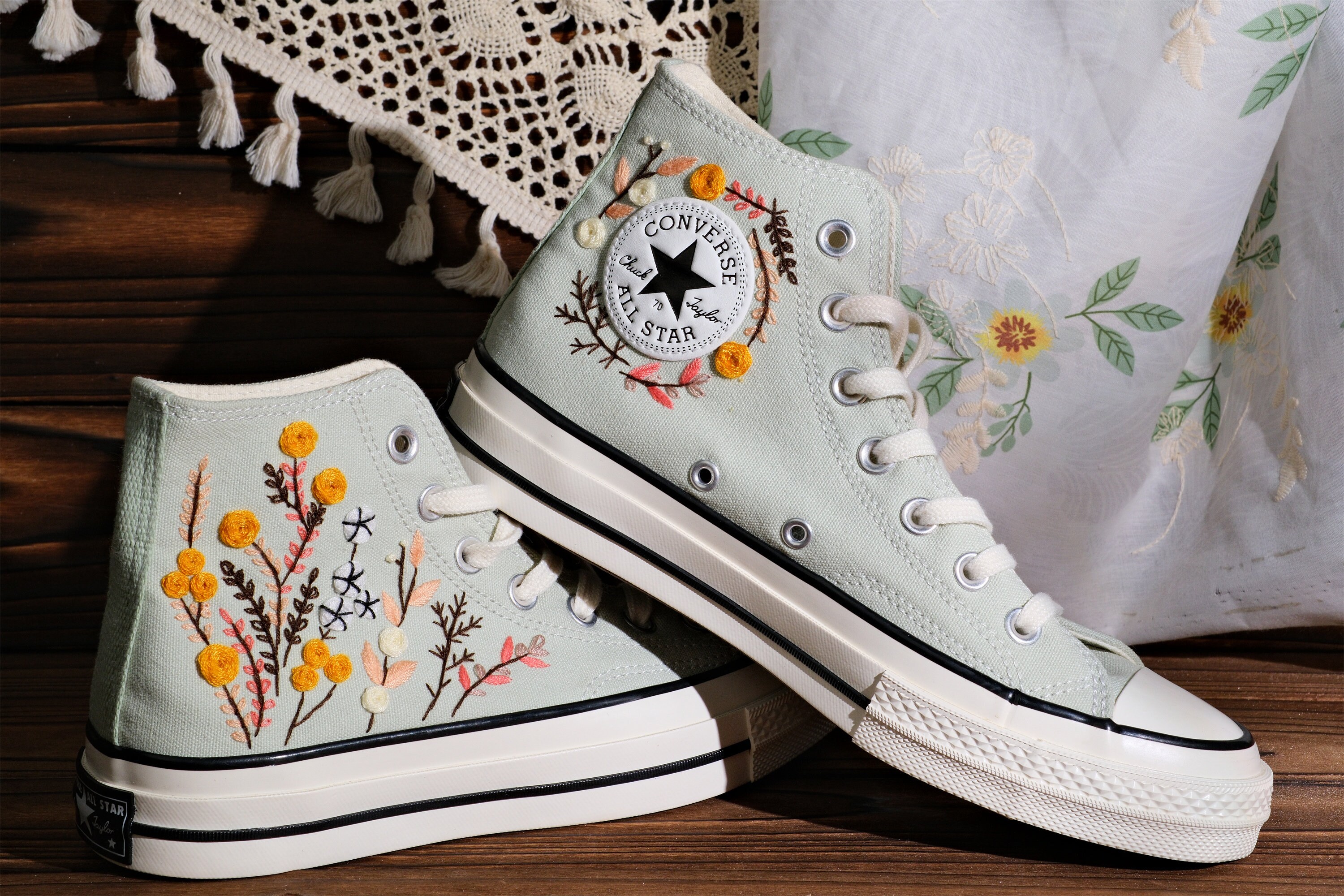 Custom Embroidered Converse/ Custom Converse Chuck Taylor - Etsy