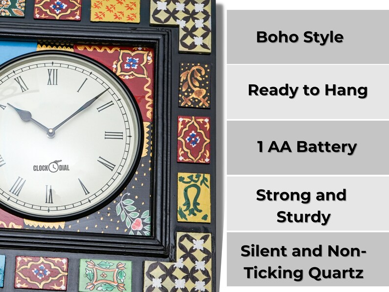 Colourful Wall Clock Boho Style Decor for Wall Art Horloge Etsy