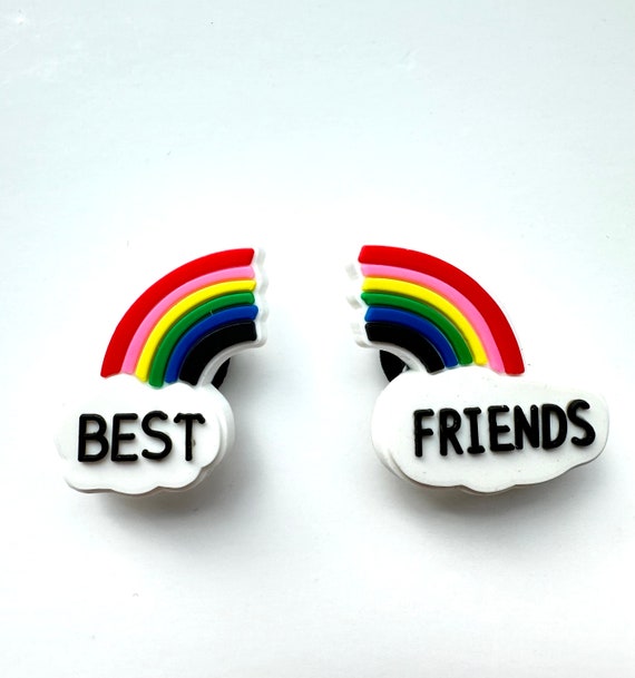 Best friends shoe charms clog decoration rainbow clogs shoe clip  positive slogan shoe button bestie gifting accessory friend