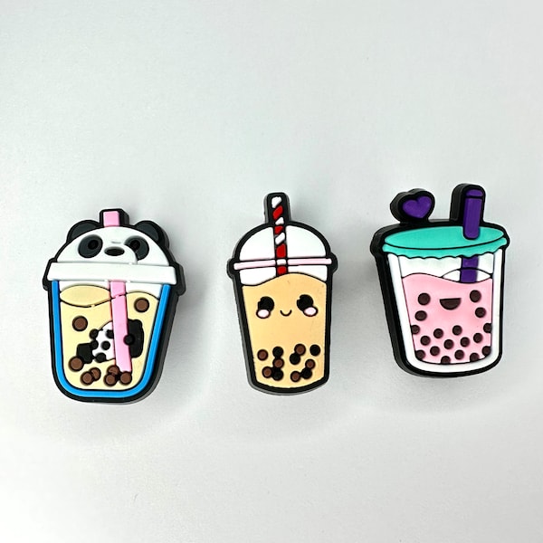 Bubble tea shoe charms - boba tea - iced coffee accessories - kawaii drinks clog charms - bubble tea shoe charm.