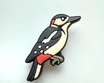 Woodpecker Shoe Charm: Wildlife Clog Clip, Bird Accessory, Bird watching, Small Bird Avitourism Spotted Woodpecker