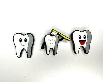 Teeth style charms - dentist shoe accessory - dental hygienist clog fashion - tooth shoe clip - dental clog charms - teeth clog charm