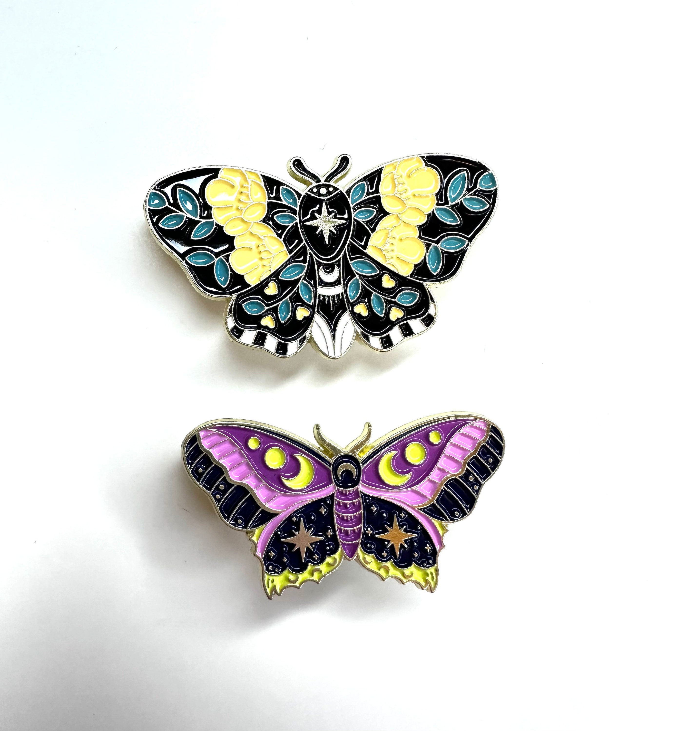 Moon moth shoe charms - celestial clips - gardening clog charm - luna shoe clip - shoe button -  metal accessory - bug clogs - insect lover