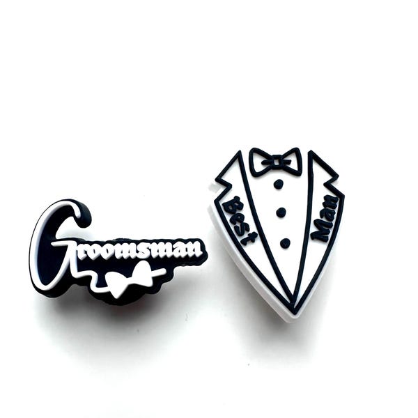 Groomsman shoe charms - best man shoe accessory - wedding favor clog charm - present for friends - wedding accessories - wedding gift idea