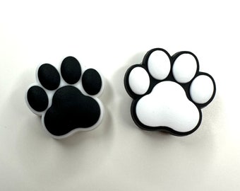 Pawprint Shoe Charm pet Clog Accessory Black paw White paw Dog lover cat lover dog walker gift idea super cute paw fashion accessories clogs