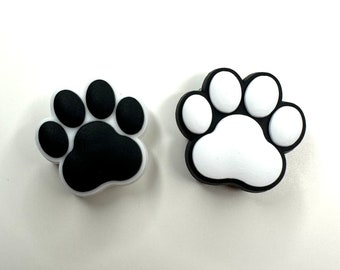 Pawprint shoe charm - black and white shoe accessories - dog shoe brooch - clog charms - pets clog accessory - cat lover charms - pet paws