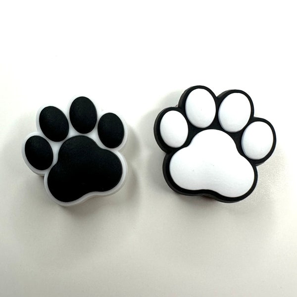 Pawprint Shoe Charm pet Clog Accessory Black paw White paw Dog lover cat lover dog walker gift idea super cute paw fashion accessories clogs