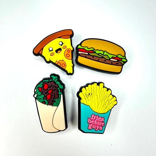 Pizza shoe charms - fast food clog clips - shoe charms - foodie shoe charms - trending now - burger - burrito - fries before guys