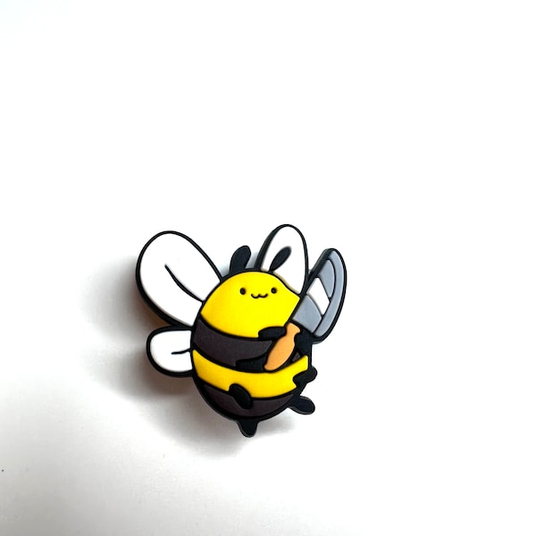 Bumble bee with knife charms - bee shoe charms - chef shoe accessories - funky clog charms - Charmitz charms - bug life - sassy insects