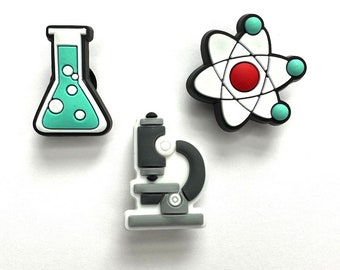 Science shoe charms - lab shoe accessory - chemistry clog fashion - neuron - scientist clog charms - beaker shoe charm - microscope