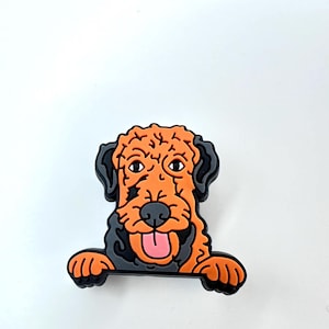 Airedale terrier clog charms - dog breed charm - dog shoe charm - dogs of Etsy - canine charms - dog mom dog dad - curly - canine fluffy dog