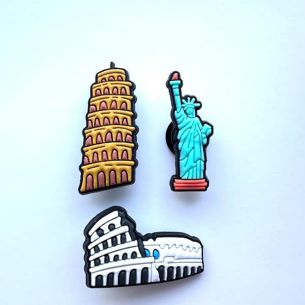 Famous landmarks - Statue of Liberty charm - colleseum brooch - fun clog charms - Charmitz  - EU gift - leaning tower of pisa charm - USA