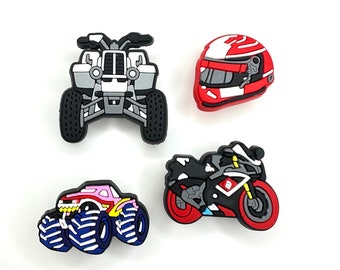 Motorsports Shoe Charms: Motorbike, Quad Bike, Monster Truck PVC Decorations