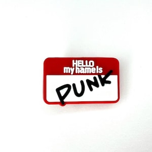 Funny &#39;Hello My Name Is Punk&#39; Shoe Charm - Clog Accessory