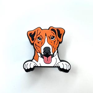 Jack Russell style clog charms - puppy charm - dog shoe charm - dogs of Etsy - canine charms - dog mom - dog dad - terrier gifts - pup