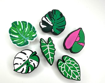 Tropical Plant Shoe Charms Monstera, Alocasia, Philodendron, Pink princess, Albo, Houseplant Lover Gifts, Exotic Plants, Funky Accessories