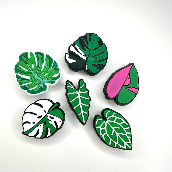 Tropische Pflanze Schuhanhänger Monstera, Alokasie, Philodendron, rosa Prinzessin, Albo, Geschenke für Zimmerpflanzenliebhaber, Exotische Pflanzen, Funky Accessoires