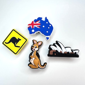 Australia map shoe charm kangaroo shoe accessories Australian animal clog accessory Sydney opera house unisex gift ideas 5. All 4 Charms