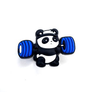 Work out shoe charms - gym shoe accessory - cute panda shoe charms - panda lover gift idea - clog clips - shoe clips - gym bunny shoe charms