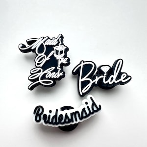 Bridal shoe charms - bride to be shoe charm - bridesmaid clog charms - maid of honor charm - hen party accessories - bachelorette charms