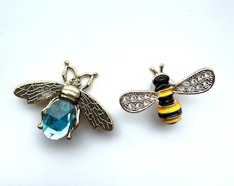 Beetle metal shoe charms - diamanté accessories - bee charm - birthday gift - sparkly clog accessory - funky shoe clip - rhinestone charms