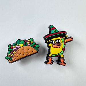 Taco shoe charms - fast food clog clips - shoe charms - foodie shoe charms - trending now - cute taco - burrito - Mexican food
