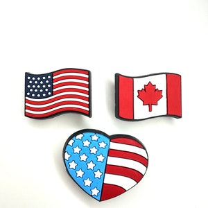 Breloque drapeaux des États-Unis - breloque drapeau canadien - breloques pour chaussures - accessoires de sabots - breloques de sabots amusantes - breloques Charmitz - cadeau canada