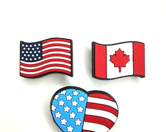 Flag Shoe Charms: America, Canada - Clog Accessories