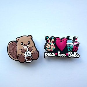 Ciondoli per scarpe Beaver Boba Tea: accessori kawaii per zoccoli