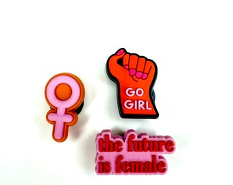 Female shoe charm - girlie shoe accessory - feminine clips - positive gift idea - feminist charm - female symbol accessories - bestie