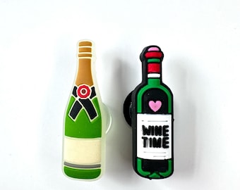 Wine Champagne Bottle Shoe Charms: Party Clog Accessories Wine time
