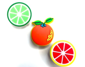 Grapefruit Orange Lime shoe charms - fruity shoe clips - shoe charms - foodie - plant based charm  - vegan - fruit salad charm citrus fruit