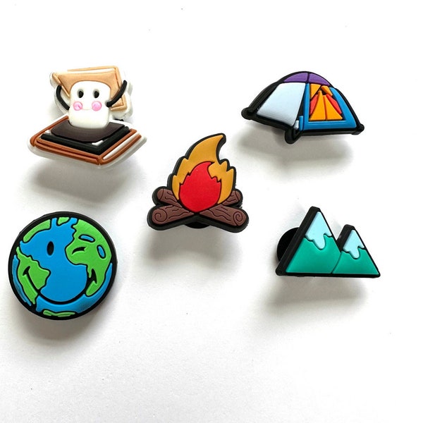 Camping style shoe charms - hiking shoe accessories - outdoors clog clips - clog charms - mountain shoe accessory - campfire charms