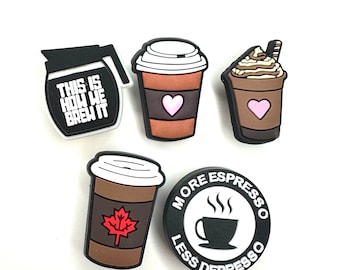 Hot drinks Style Charm - coffee shoe clips - tea shoe charm - caffeine - hot chocolate clogs - Canada - reusable cup - coffee lover gift