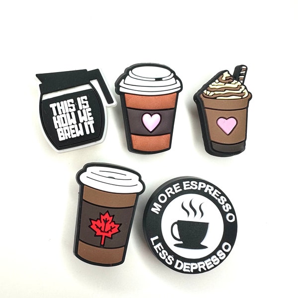 Hot drinks Style Charm - coffee shoe clips - tea shoe charm - caffeine - hot chocolate clogs - Canada - reusable cup - coffee lover gift