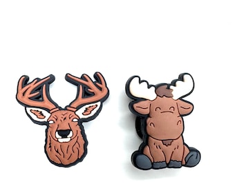 Deer - moose shoe charm - shoe accessories - clog clip - woodland animal - clog charm - nature bag accessory - foam shoe - stag gift idea
