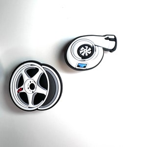 Motor Parts Shoe Charms - motorbike style  Shoe Charms - turbo Shoe Charms - pvc shoe decorations - alloy wheel - team sport charms