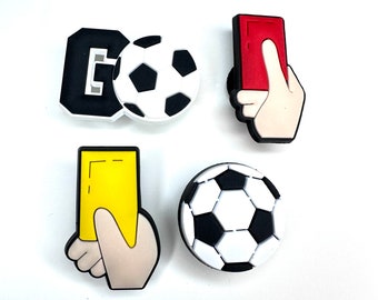 Amuletos de zapatos de fútbol - Amuletos de zuecos estilo fútbol - Amuletos de footie - Vida de fútbol - Accesorio colorido - Penalización - Tarjeta amarilla - Tarjeta roja